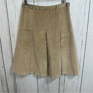 Etcetera Tan Faux Suede Velvety Soft Pleated Skirt